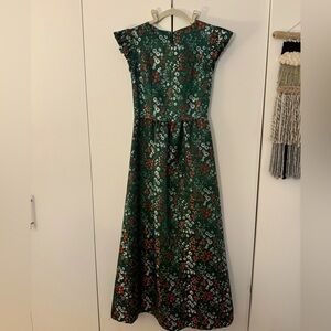 Custom made green silk wedding guest dress, black tie appropriate